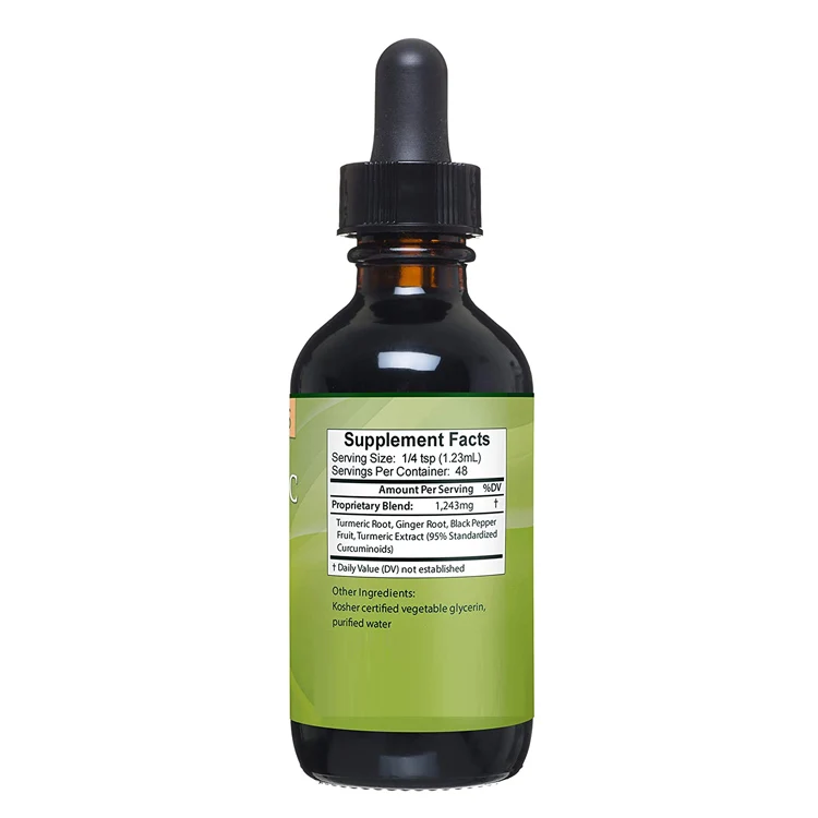 Liquid Turmeric Extract with Black Pepper & Ginger - Organic Curcumin Drops for Joint Support & Discomfort