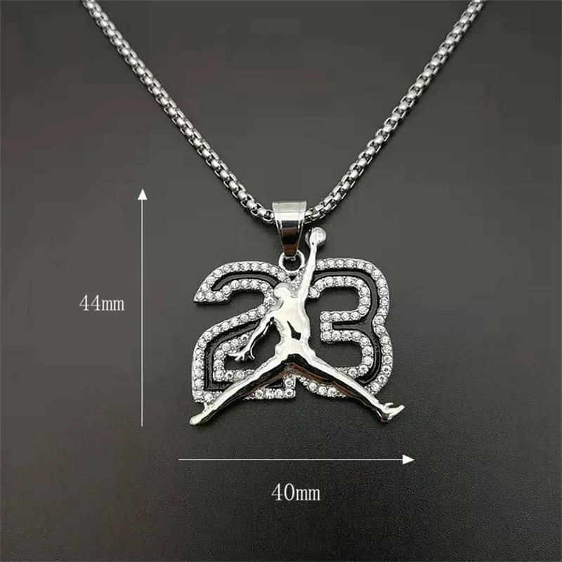 Yiwu Meise XX0491 Hip Hop Jewelry Diamond Jordan 23 Pendant Stainless Steel Pendant Hip Hop Pendant