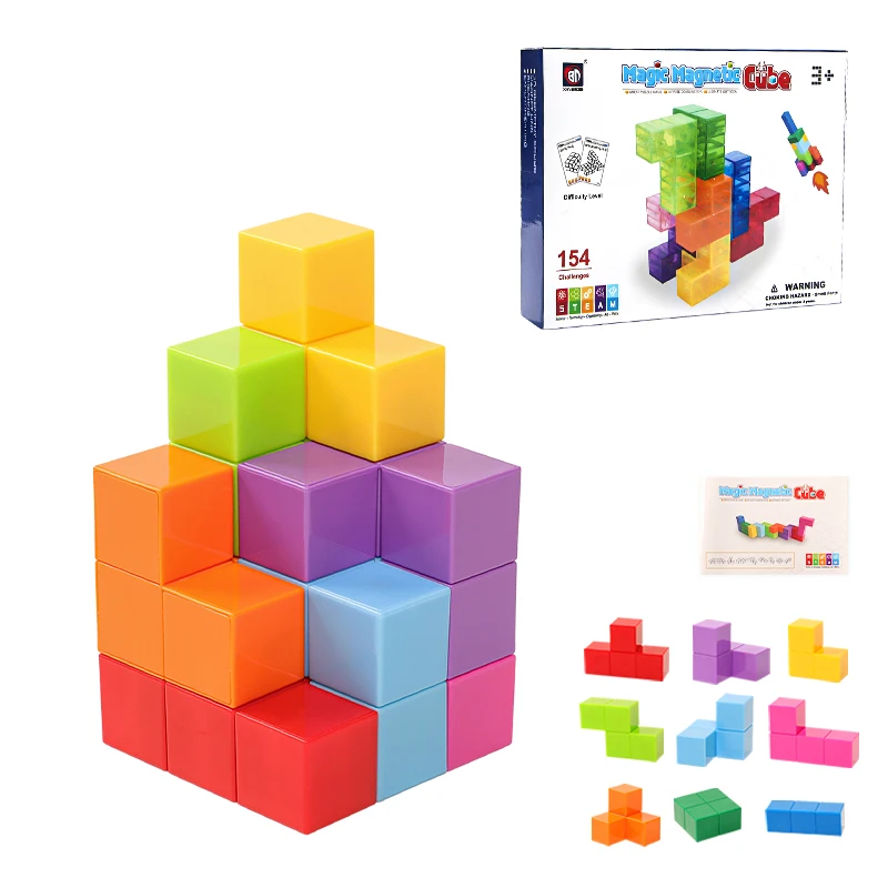 Educational Toys Expression Signs UV Printing Environmental Strong Magnet Plastic Cubes For Toddlers Magnetic Cube Toy