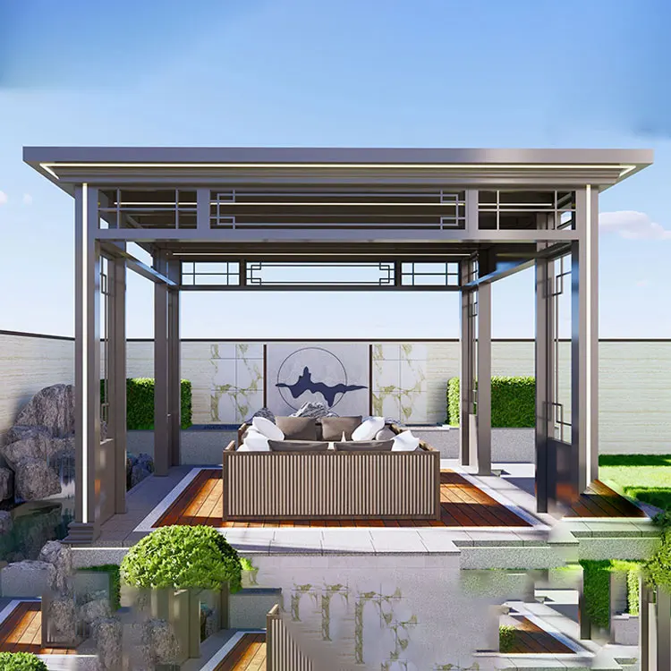 Home villa courtyard garden view aluminum alloy pavilion sunbathing glass canopy