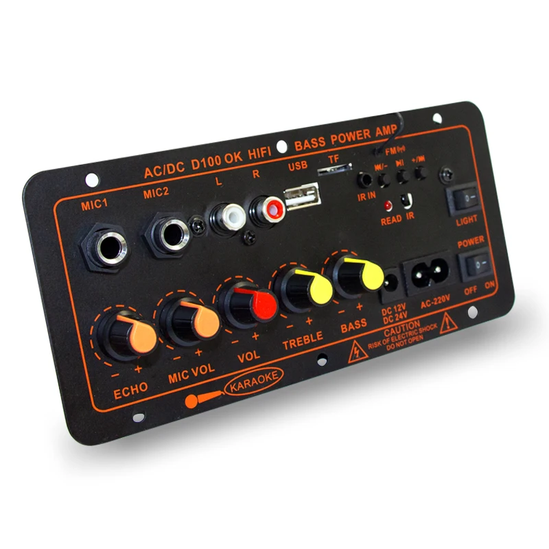 100W Audio Amplifier Circuit Board  MP3 Player Bluetooth 5.0, FM Radio, Dual Microphone, IR Remote Control, AC/DC Input