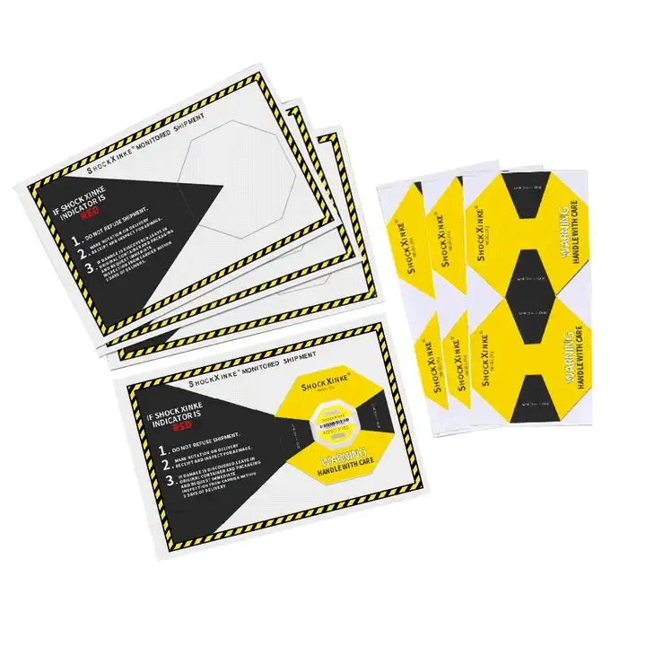 Scratch-Off Acrylic Cargo Indicator Labels Anti-Fall Tilt Shock Monitoring Stickers Printable Industrial Use Shipping Packaging