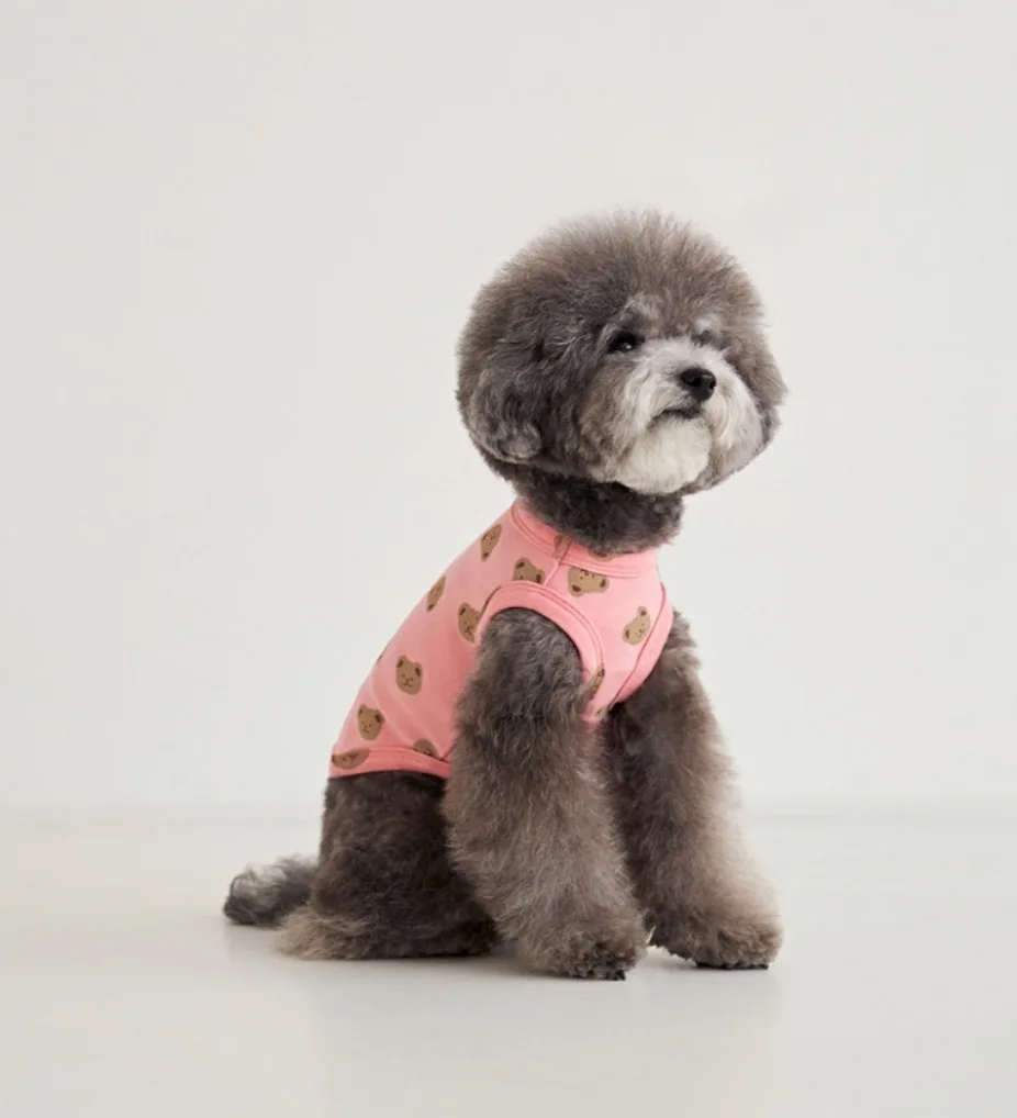 Wholesale Custom INS Korea Spring Autumn Pet Home Clothes Cute Bear Pattern Dog Vest Puppy Cotton Air Conditioning Apparel