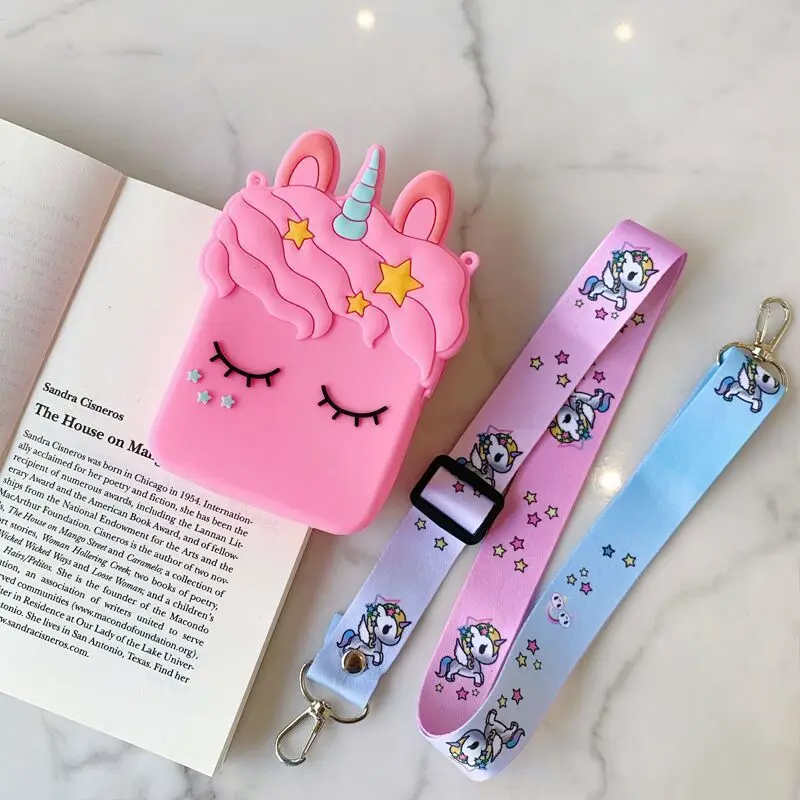 
Wholesale Waterproof Silicone Cartoon Cute INS Unicorn Coin Purse Zipper Money Purse Wallet Multi-funaction Cheap Storage Bag 