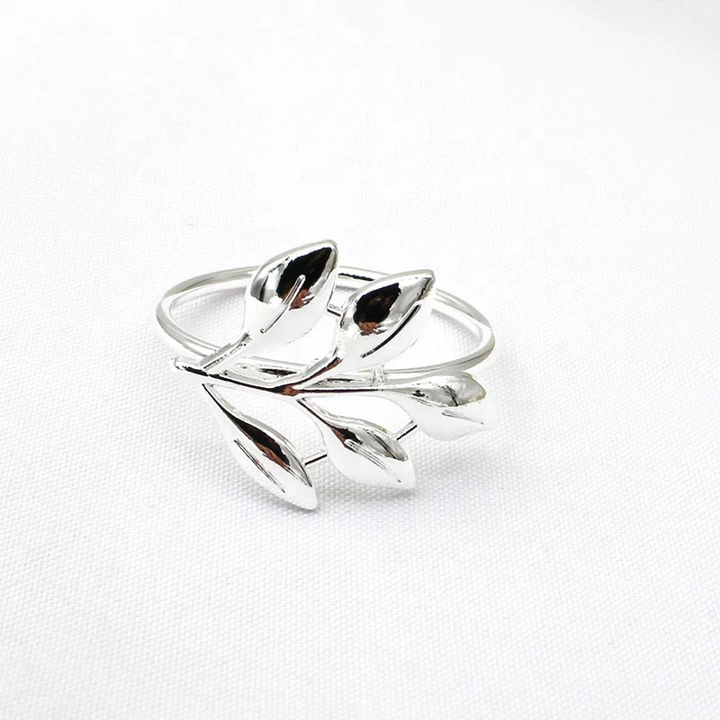 Cheap Metal Leaf Napkin Rings Leaves Flower Napkin Holder Napkin Buckle for For Wedding Party Home Dinners Decor HWL02