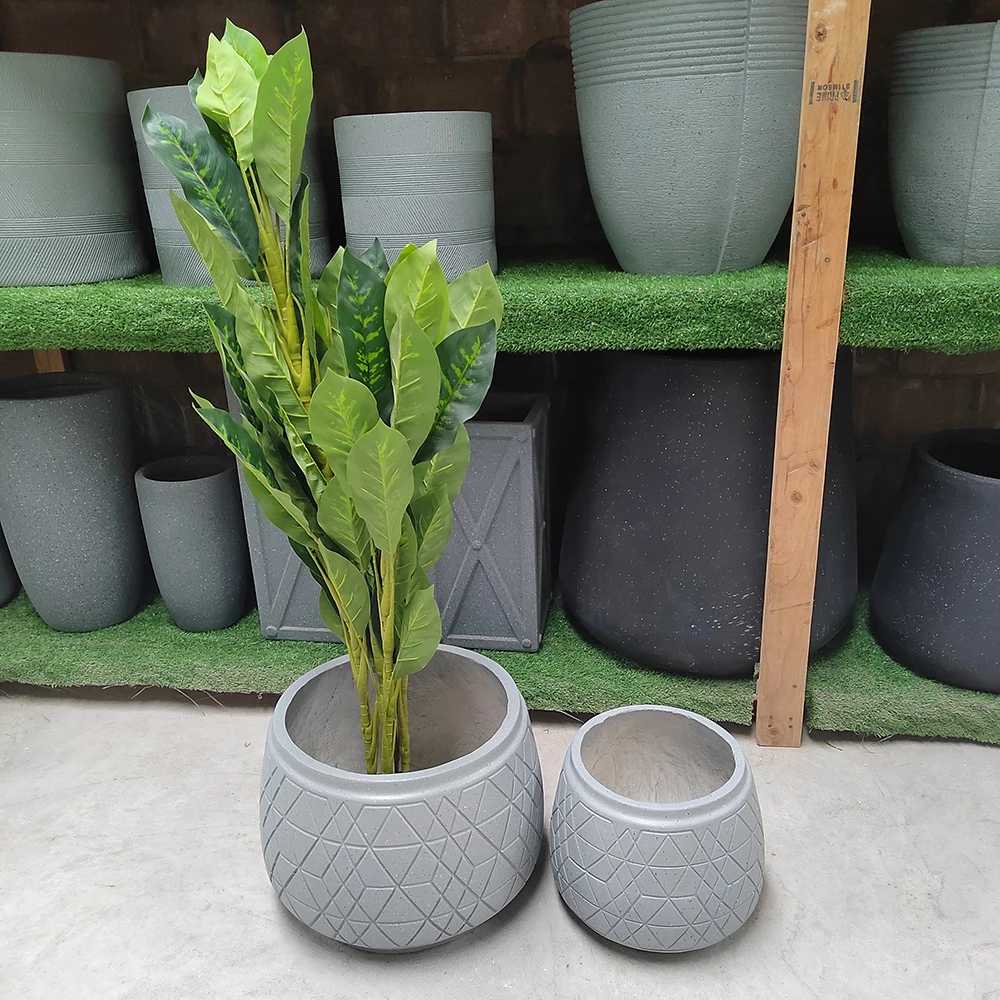 New Creative Customized Fiber Clay Concrete Flower Pot For Home And Garden Decoration