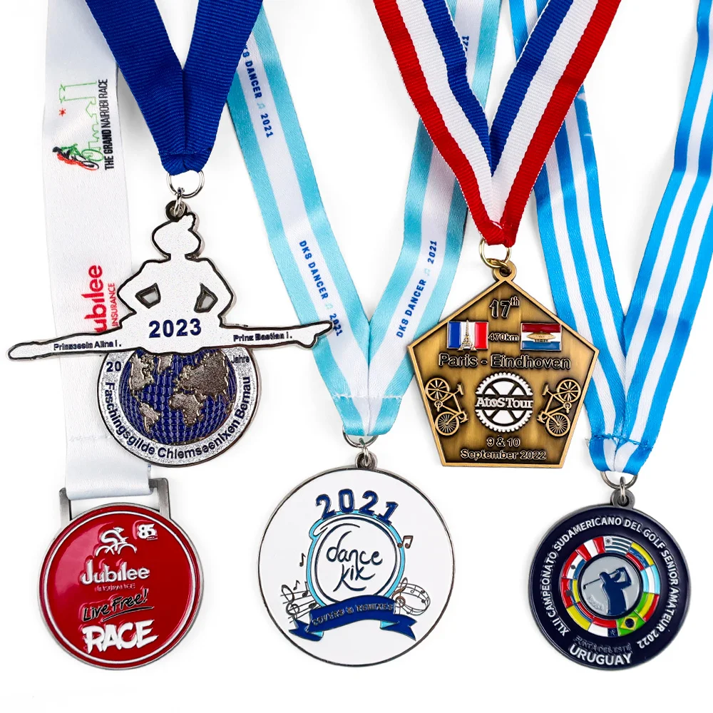 Custom logo metal crafts gymnastics medals dance custom gym design winning cheer dance medal with ribbon