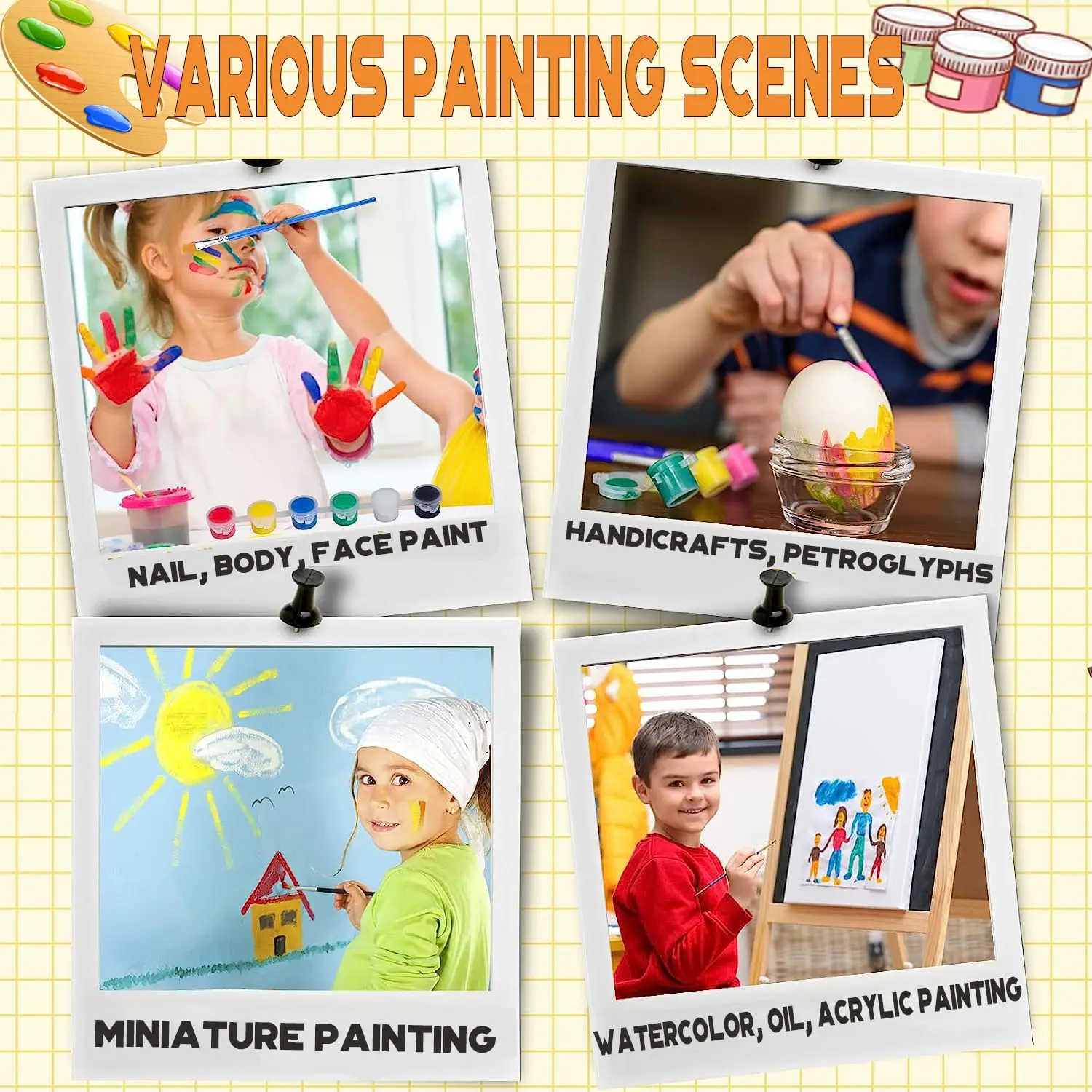 Popular promotional  Mini Acrylic Paint Set for 12 Colors  3ml Washable Acrylic Paint Strips with 40 Paint Brushes