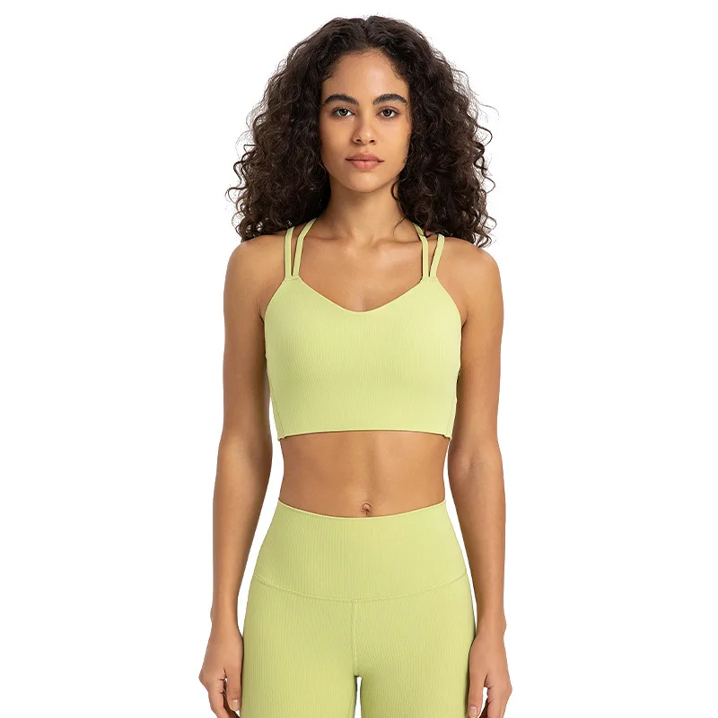 Wholesale High quality female comfort spiral-lined yoga bra sexy breathable sports vest