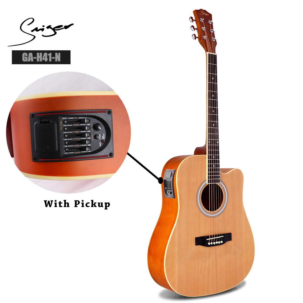 oem custom logo 41 inch beginners Linden wood 6 strings Electric acoustic guitar with pick up