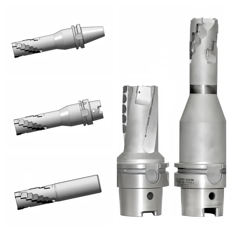 CNC Straight Shank PCD Corn End Mill Cutter with BT/HSK Interface for Insert Side Slot Contour Spiral Interpolation Milling