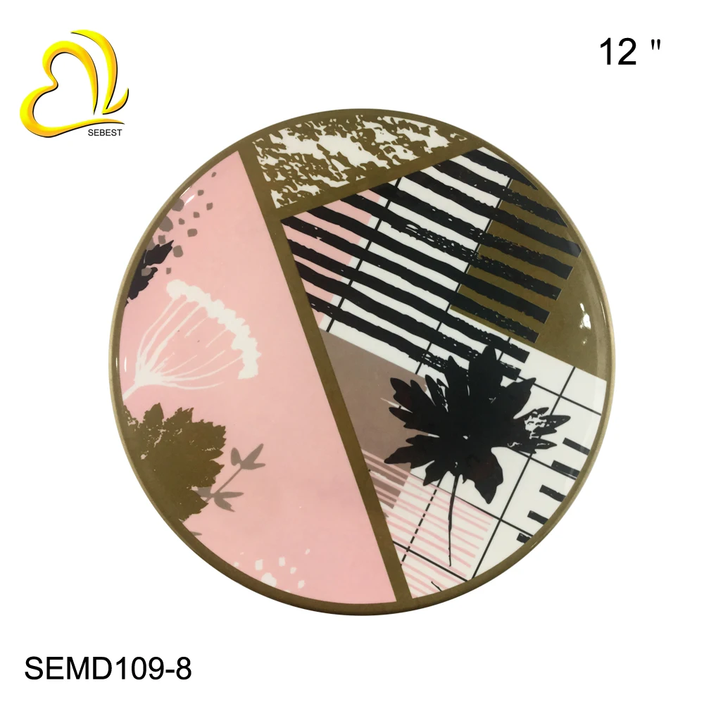 SEBEST-Factory Nordic Style Hot Sell Luxury Leaf Printing Dishes Melamine Plate Dinnerware