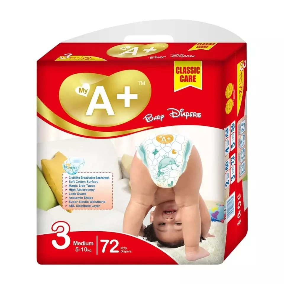 Manufacturer customized high absorption disposable non woven fabric flullf pulp baby diapers for kids