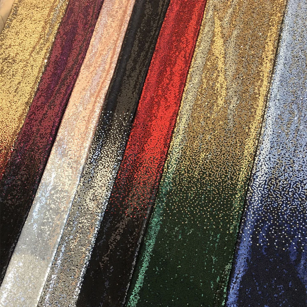 Wholesale High Quality Banquet Evening Dress Costume Two Color Ombre Colorful Splicing Embroidery Mix Gradient Sequin Fabric