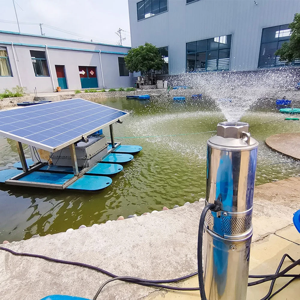 110v 1.5Kw 2hp high lift solar powered dc submersible deep well water pump with control box for agriculture
