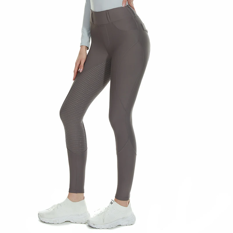 Gray Women Winter Fleece Equestrian Delights Leggings Racing Breeches Equestrianism Pants Polyester Horseback Riding Clothing