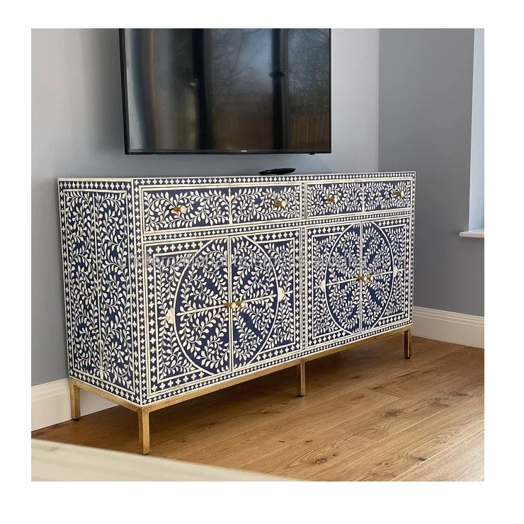 Bone Inlay Drawer Home Furniture Living Room Cabinets Storage Wooden Cabinet and Large Size and Bone Inlay White Color