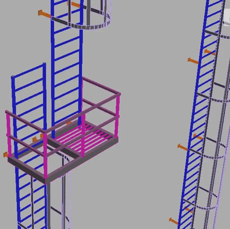 Customize Outdoor Galvanized Steel Powder Coated Emergency Escape Ladder Anti-Rust