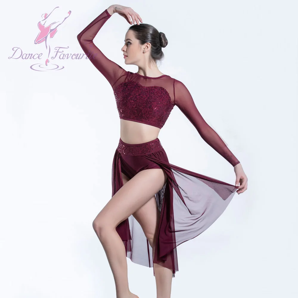 19600 Long sleeve adult girls Lyrical and contemporary dance costumes ballet dancing dress