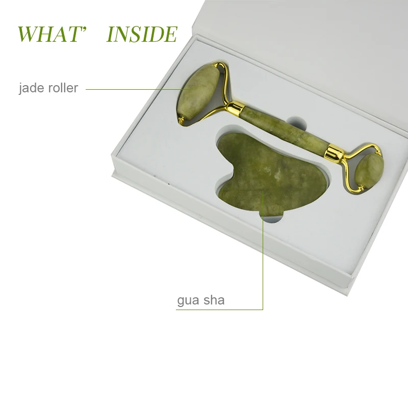 Face-lift new green xiuyan facial natural crystal face massage jade roller