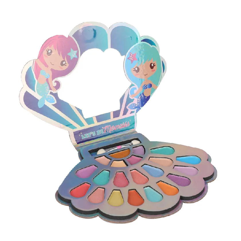 Eyeshadow Makeup Palette, Mermaid Palette Shimmer Christmas Make Up Collection washable Truly non-toxic cosmetics for kids