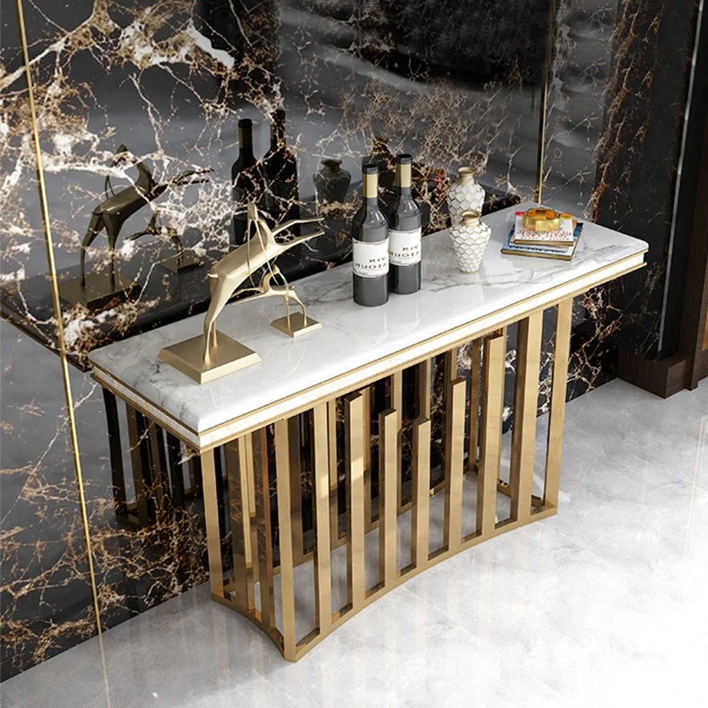 Modern Marble Entryway Foyer Table With Led Lights Gold Console Tables Living Room Furniture