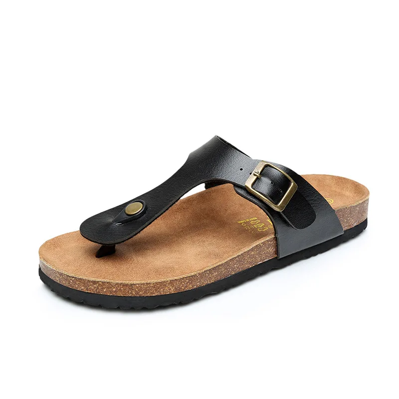 Top Quality Wholesale women Buckle Straps Cork Sole Sandals with Cow Leather Foot bed Summer Sandals