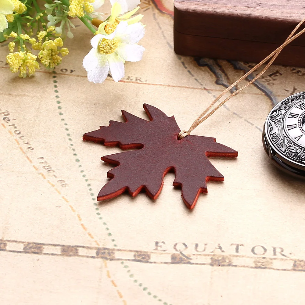 Handmade Genuine Leather Bookmark Top Layer Cowhide Leaves Shape Book Mark