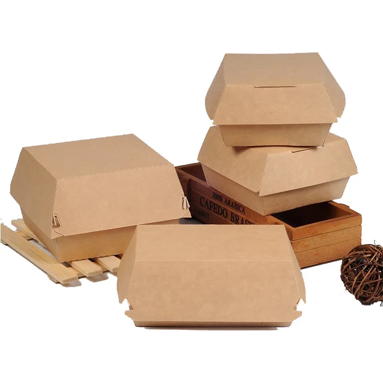 Disposable Cardboard Burger Box/Paper Meal Boat Tray Box to Box Hamburger Packaging