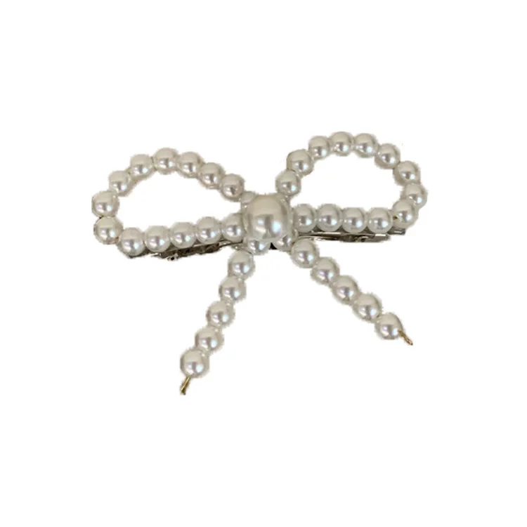 Handmade beaded bow,gentle hair clip French romantic retro hair accessories