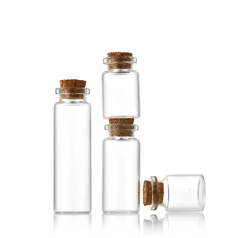 Wholesale 5ml 7ml 8ml10ml 15ml High Borosilicate Clear Small Mini Test Tube Glass Bottle Wishing Glass Jar with cork stopper