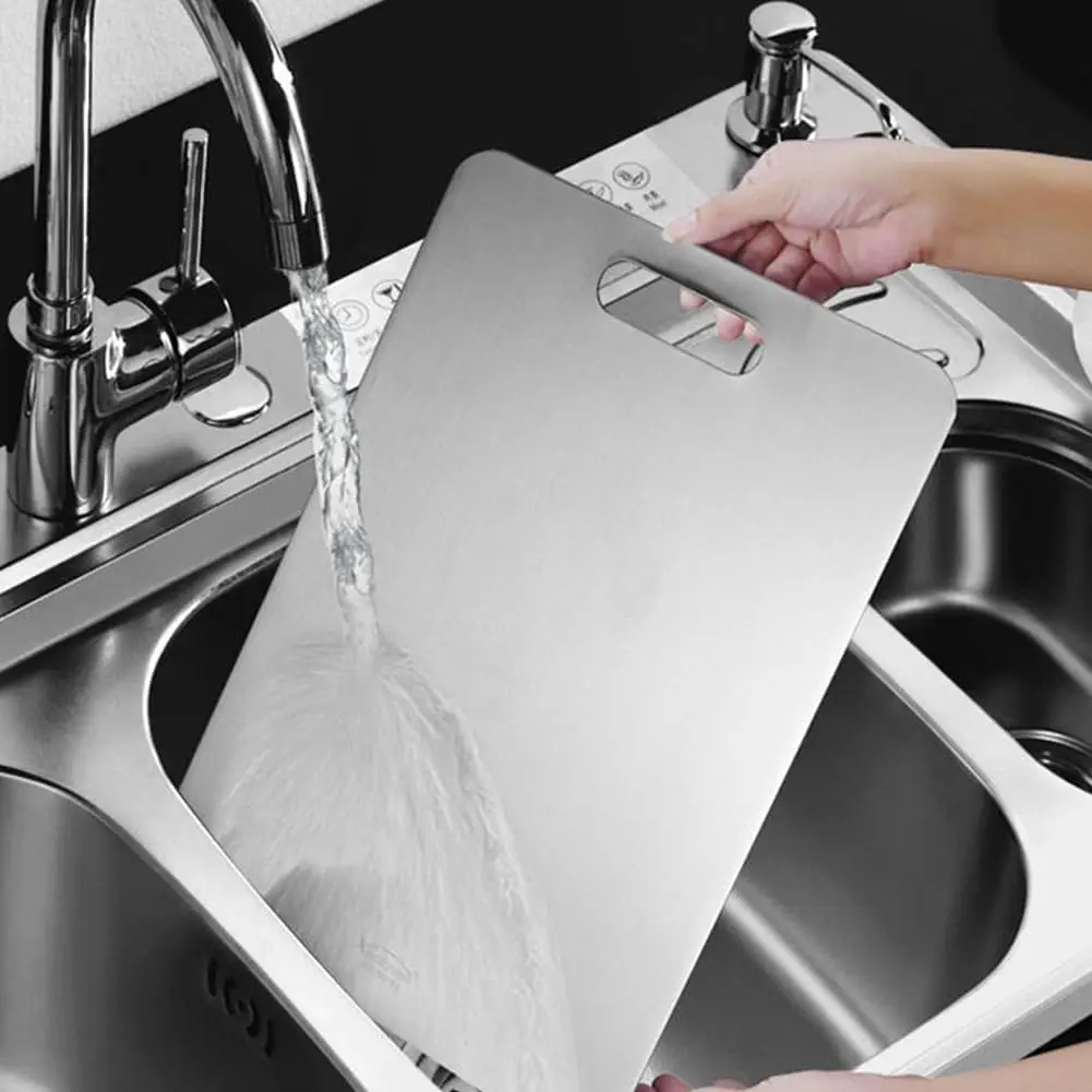 TRES food-grade non porous with handle double-sided 201/304/316 stainless steel meat cutting boards for the kitchen