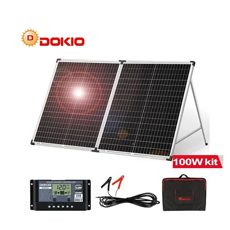 DOKIO 18V 100W 160W 200W Outdoor Portable 100 watt Folding Solar Panels With 12V Charger for Car RV Boat Travel Power Station