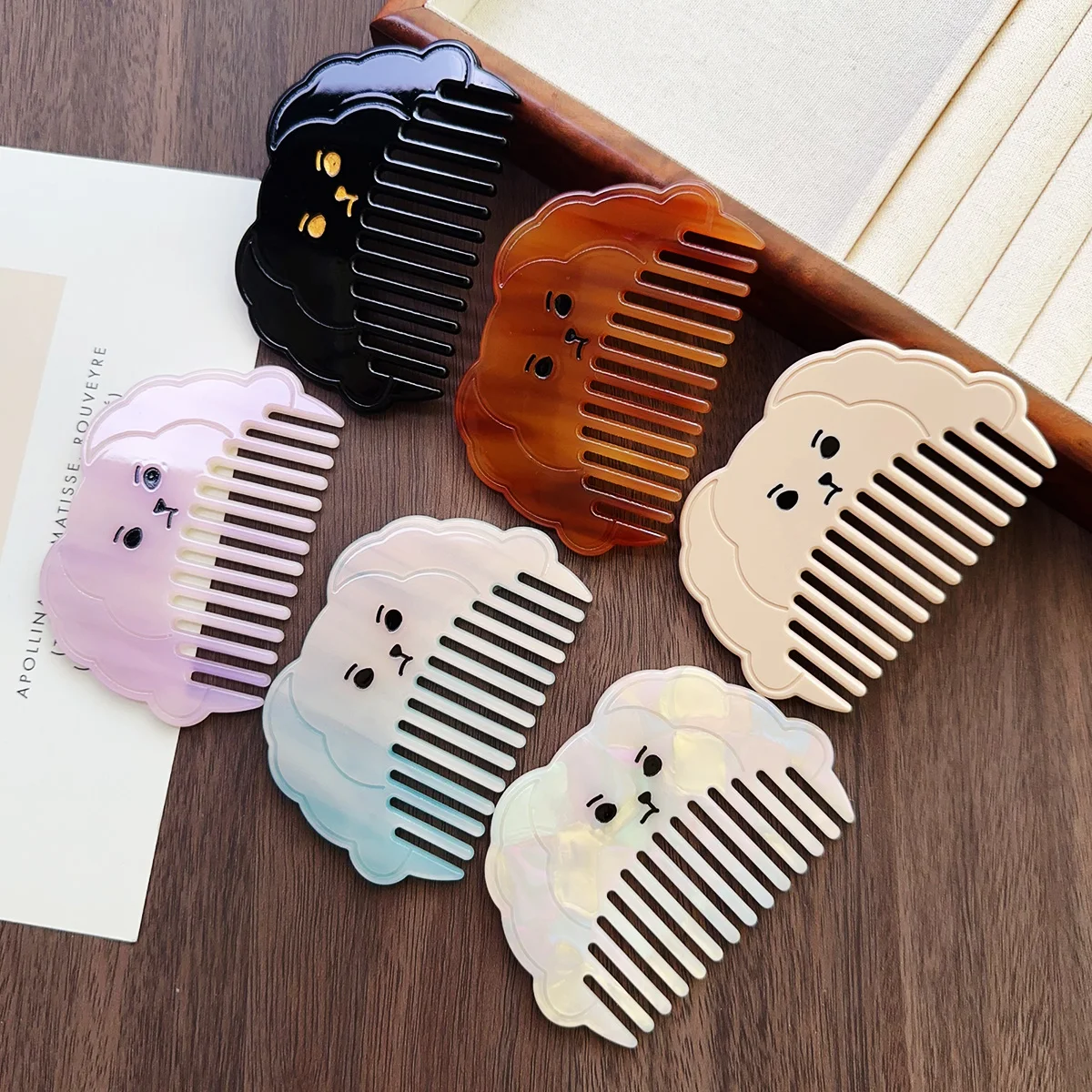 Baxi South Korea Retro Geometric Acetic Comb Korean Style Trendy Color Commuter Comb Girl Style Acetic Acid Pattern Hair Comb