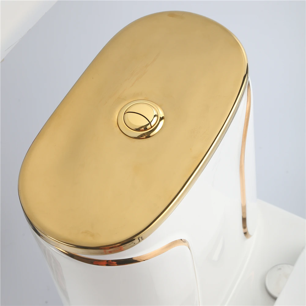 Cheap  luxury one piece sanitary ware wc gold rim ceramic s-trap toilet