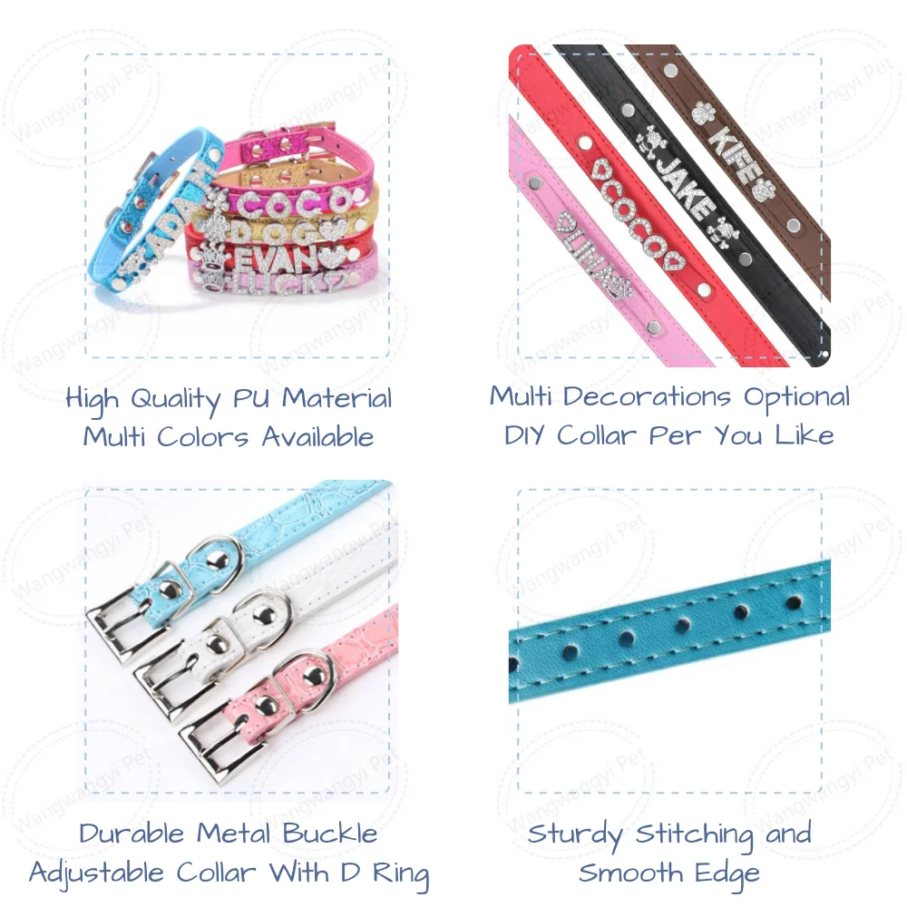 Personalized Bling Dog Name Collar DIY Rhinestone Pet Collars with Letters