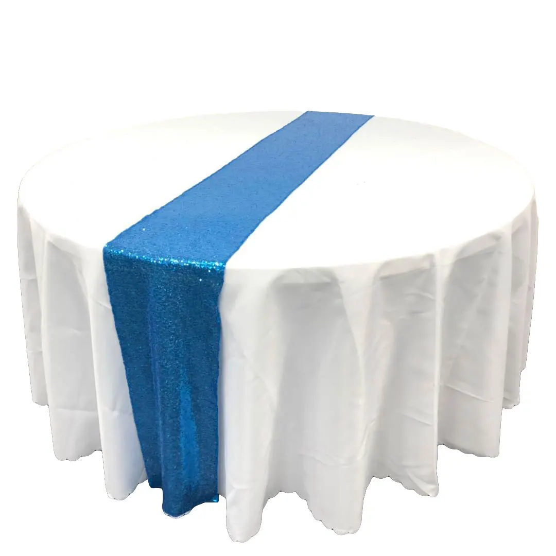 Wholesale Cheap Polyester Wedding Decorative Sequin Table Runner Silver Dining table runner