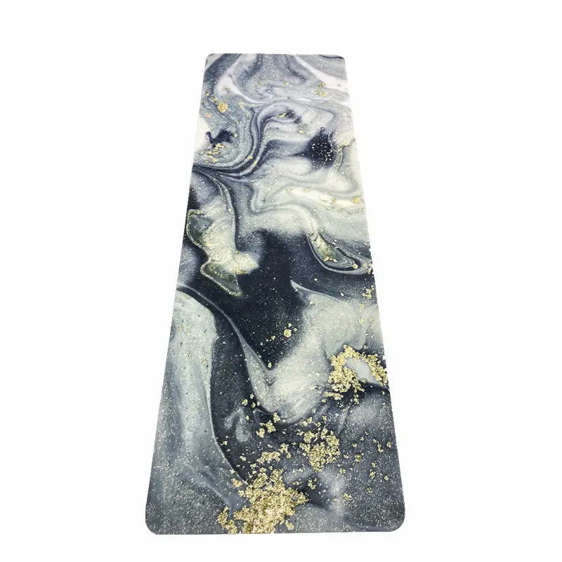 183 x 80 Wholesale Print Black Grey Gold Marble Printed Customized Eco Friendly Ecofriendly Natural Rubber Suede Yoga Mat