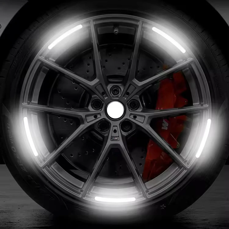 3D Car Tire Wheel Hub Ring Sticker Motor Auto Outdoor Custom Logo Reflector Car Wheel Rim Warning Reflective Stickers