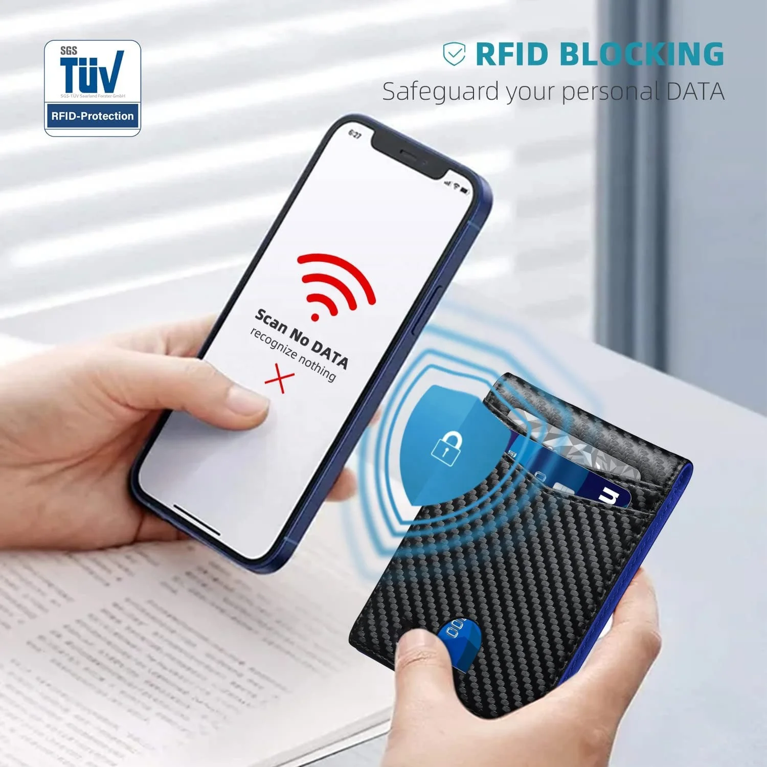 Минималистичный кожаный кошелек RFID тонкие кошельки держатель для карт с зажимом денег мужчин