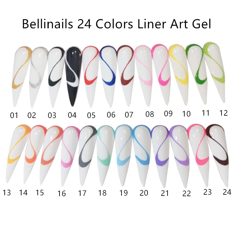 Bellinails Private Label Professional UV Gel Polish Nail Art Gel Nail Liner Painting Gel Polish 24 Colors Set