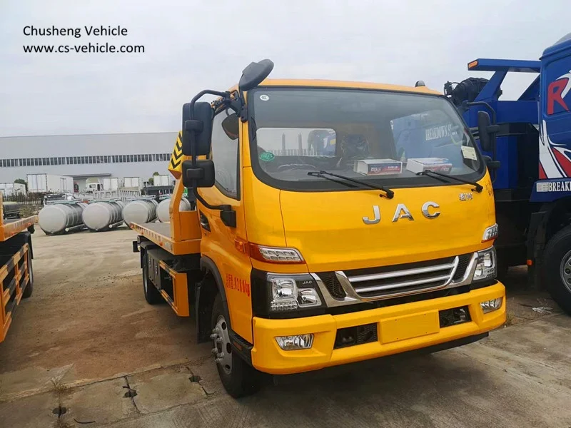 Factory price JAC 4x2 car carrier road recovery truck 4tons flatbed wrecker towing truck