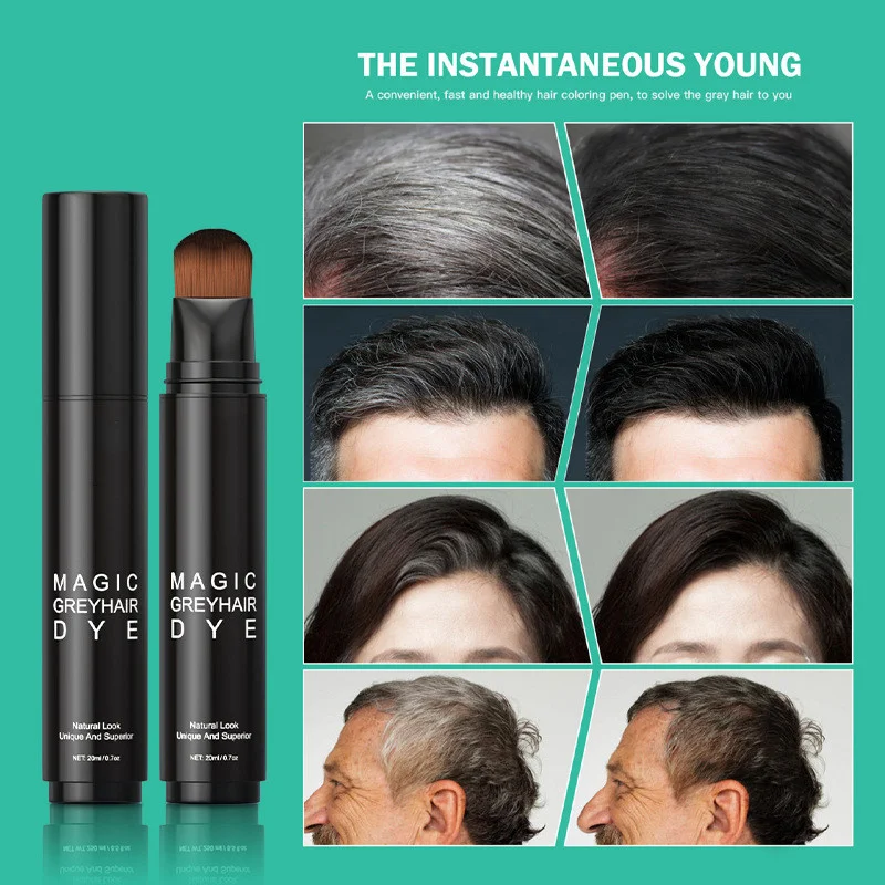 Factory Wholesale Hair Root Touch Up Black Brown Hair Color Stick Cover Grey White Hair Dye Cream Brush