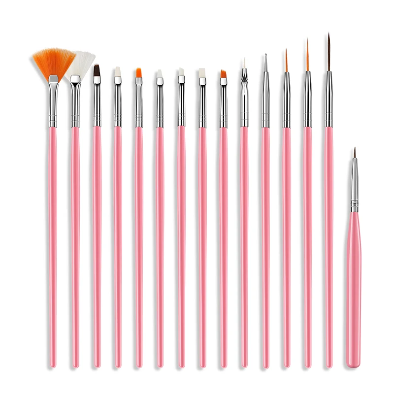 NAB033 15PCS Nail Brushes Gel Polish Painting Liner Nail Art Draw Print Brushes Set Manicure DIY Dotting Point Tool