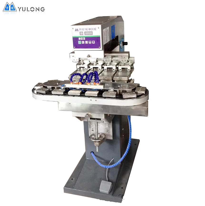 Factory Custom 4 Color Pad Printing Machine Sealed Closed Ink Cup Tampo Printer Watch Dial Pneumatic Pad Printer with conveyor