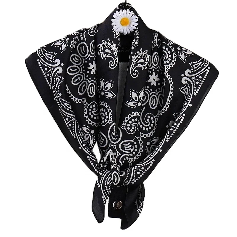 Модный женский платок на заказ цифровая трафаретная печать квадратные шелковые атласные шарфы искусственный шелковый шарф на заказ