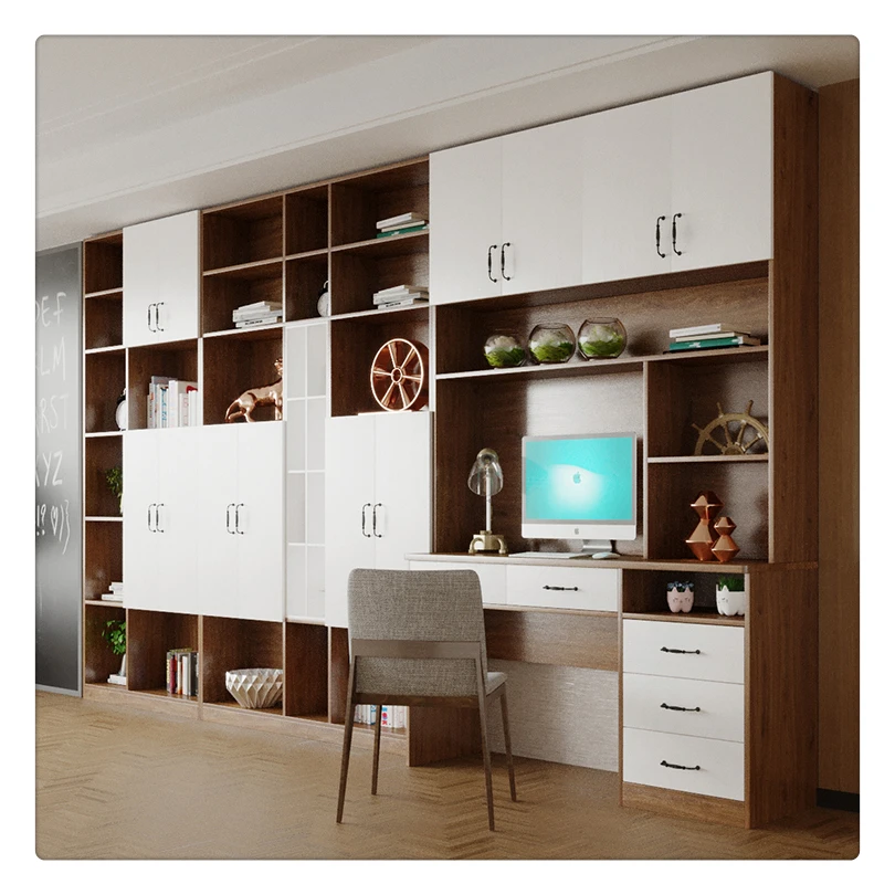 2021 Hangzhou Vermont Modern Design Desk Bookcase Combination Ladder Bookshelf Comic Book Storage Cabinet