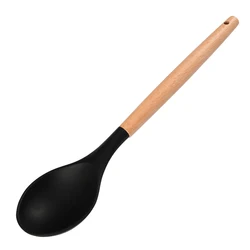 Customized Silicone Mixing Spoon Kitchen Gadgets Utensil Soup Spoons for Eating Salad Stirring Cooking Spoon