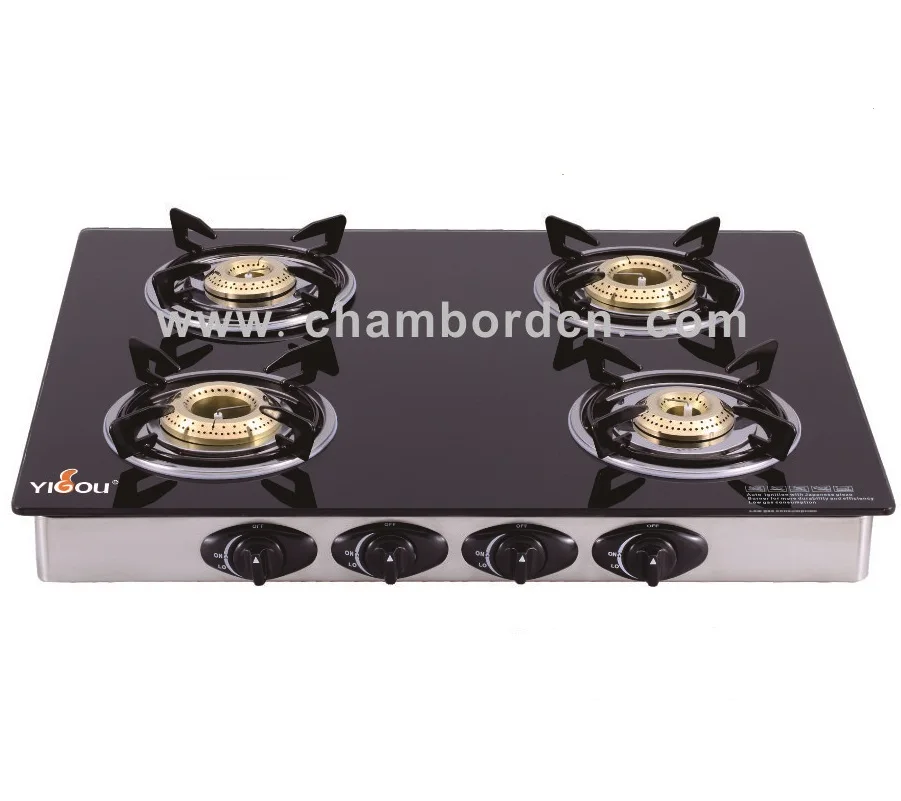Wholesale Factory Supply Cheap Price 4 Burner Tempered Glass Gas Cooker