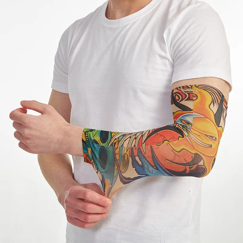 Wholesale Fashion Tattoo Sleeve Customized Print Hand Cover Men Summer Outdoor Riding Sunscreen Ice Silk Cool Arm Sleeves Female